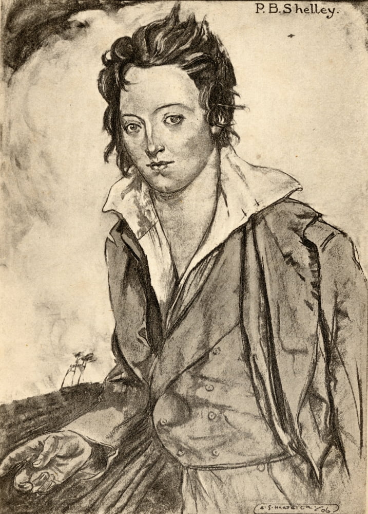 Percy Bysshe Shelley 1792-1822 English Romantic Poet From An Illustration By AS Hartrick Canvas Art - Ken Welsh Design Pics (12 x 17)