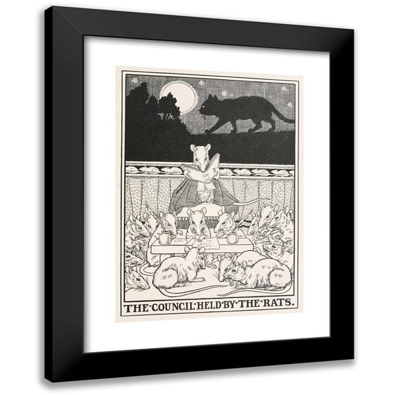 Percy J. Billinghurst 11x14 Black Modern Framed Museum Art Print Titled - The Council Held by the Rats (1900)