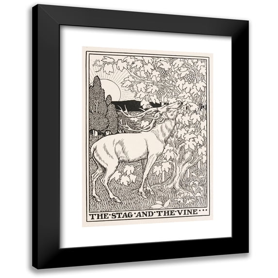 Percy J. Billinghurst 11x14 Black Modern Framed Museum Art Print Titled - The Stag and the Vine (1900)