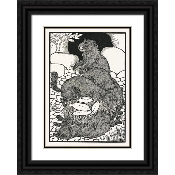 Percy J. Billinghurst 11x14 Black Ornate Wood Framed Double Matted Museum Art Print Titled: A Hundred Anecdotes of Animals Pl 076 (1901)