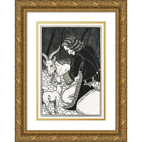 Percy J. Billinghurst 11x14 Gold Ornate Wood Frame and Double Matted Museum Art Print Titled - A Hundred Anecdotes of Animals Pl 044 (1901)