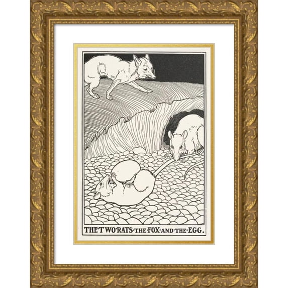 Percy J. Billinghurst 11x14 Gold Ornate Wood Frame and Double Matted Museum Art Print Titled - The Two Rats, the Fox, and the Dog (1900)
