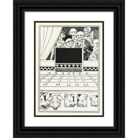 Percy J. Billinghurst 14x18 Black Ornate Wood Framed Double Matted Museum Art Print Titled - A Hundred Anecdotes of Animals Pl 060 (1901)