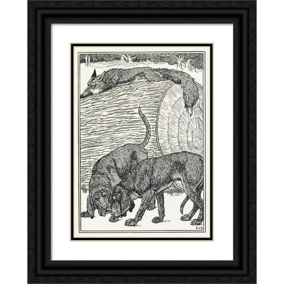 Percy J. Billinghurst 14x18 Black Ornate Wood Framed Double Matted Museum Art Print Titled - A Hundred Anecdotes of Animals Pl 068 (1901)