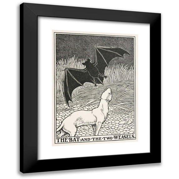 Percy J. Billinghurst 18x24 Black Modern Framed Museum Art Print Titled - The Bat and the Two Weasels (1900)