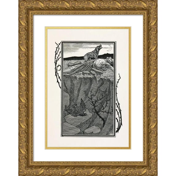 Percy J. Billinghurst 18x24 Gold Ornate Framed and Double Matted Museum Art Print Titled - A Hundred Anecdotes of Animals Pl 022 (1901)
