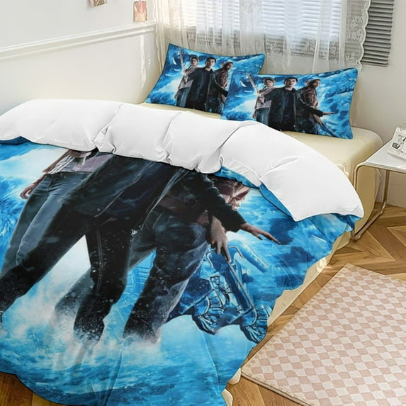 Percy Jack-so 3 Piece Comforter Bedding 1 Set Super Soft Quilt Cover with 42 Pillowcases Funny Merch Movie Fans Gifts for Girls Boys Kids Adults 90"x90"