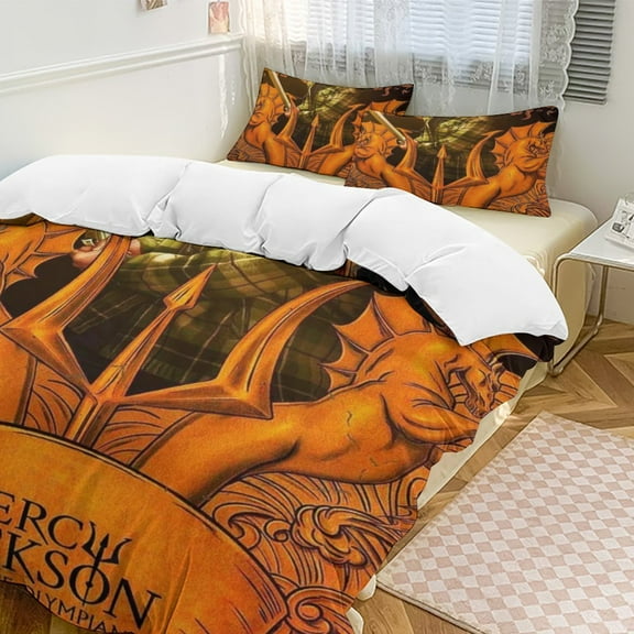 Percy Jack-so 3 Piece Comforter Bedding 1 Set Super Soft Quilt Cover with 62 Pillowcases Funny Merch Movie Fans Gifts for Girls Boys Kids Adults 86"×70"