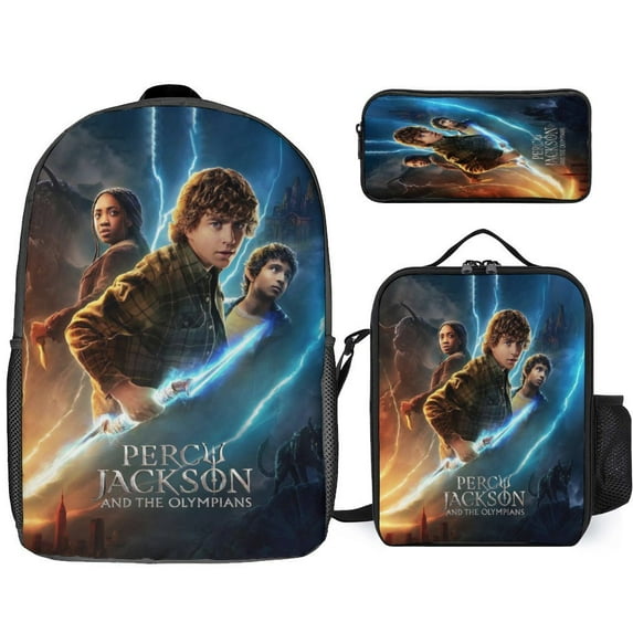 Percy Jack-so Backpacks Set Casual Laptop Backpack with Insulated Lunch Bag Pencil Case Travel Backpack Schoolbag for Teens