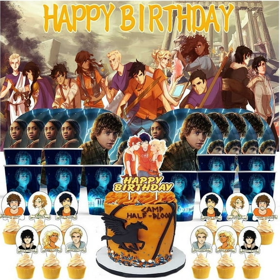 Percy Jackson Birthday Cups Party Supplies Decor Backdrop Paper Plates Fans Decorations Banner