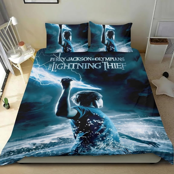 Percy Jackson-themed Bed Sheet Set Three Piece Set Comfortable And Skin Friendly Unique Design Home Decor Gifts For Family Friends fans54x79Inches135cm*200cm