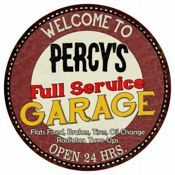 Percy's Full Service Garage 14" Round Metal Sign Man Cave Decor 100140037213