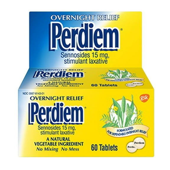 Perdiem Sennosides Stimulant Laxative Pills Overnight Relief, 60 ct, 10 Pack