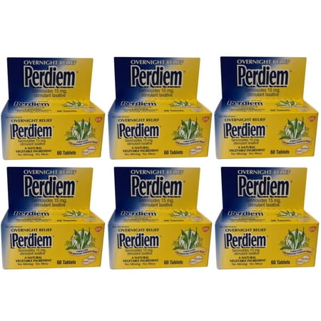 Perdiem Sennosides Stimulant Laxative, Overnight Relief - 60 Ea, 6 Pack