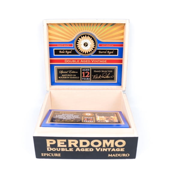 Perdomo Epicure Maduro Double Aged Empty Wood Cigar Box 8" x 7" x 3.25"
