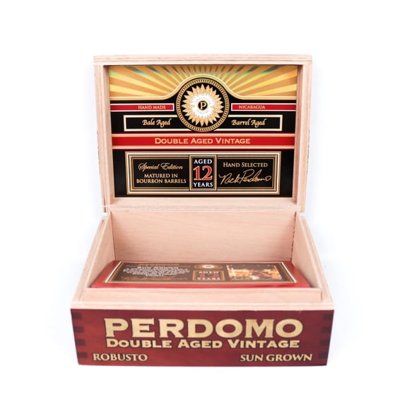 Perdomo Robusto Sun Grown Double Aged Empty Wood Cigar Box 8" x 6" x 3.25"