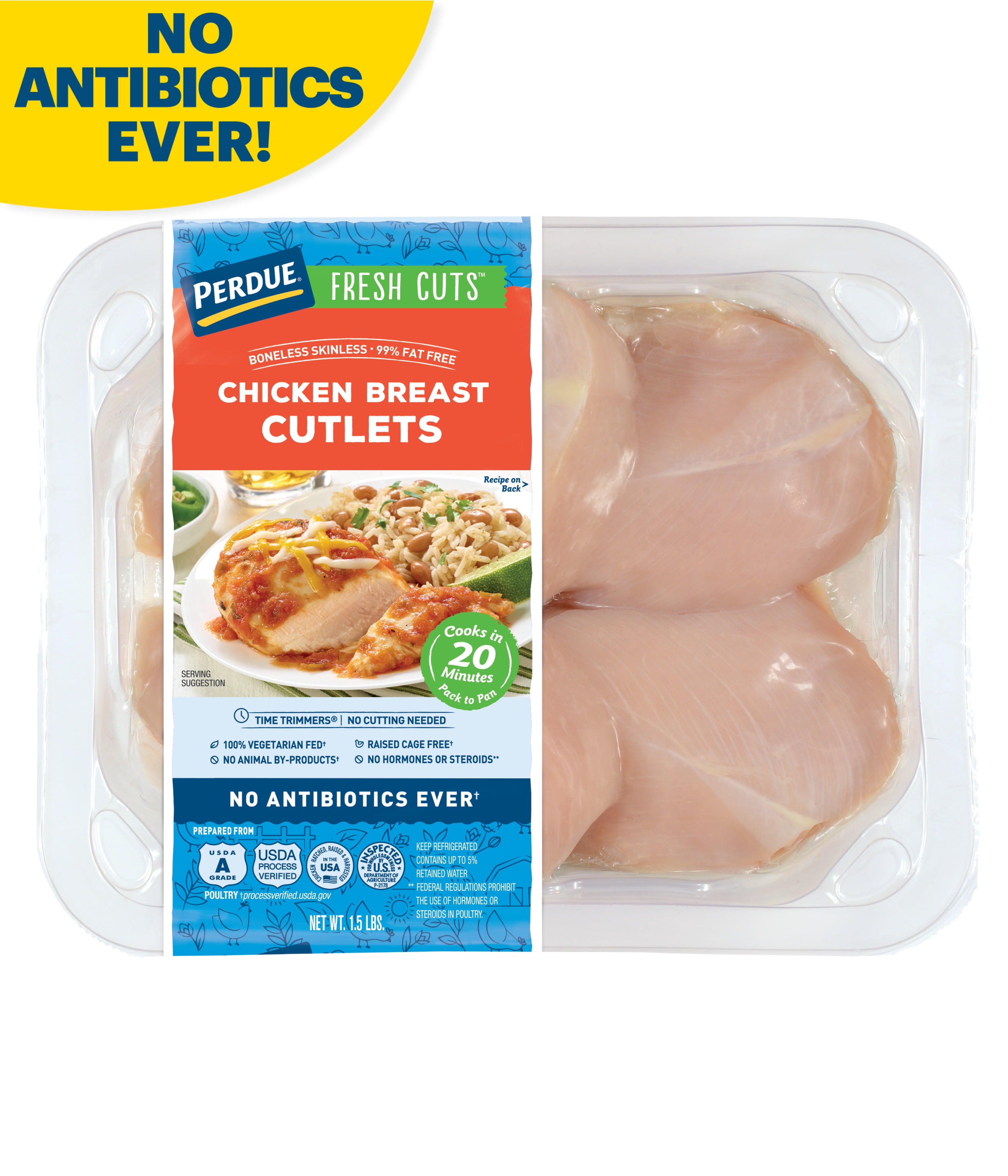 Perdue Fresh Cuts, Boneless Skinless Chicken Breast Cutlets, 25g
