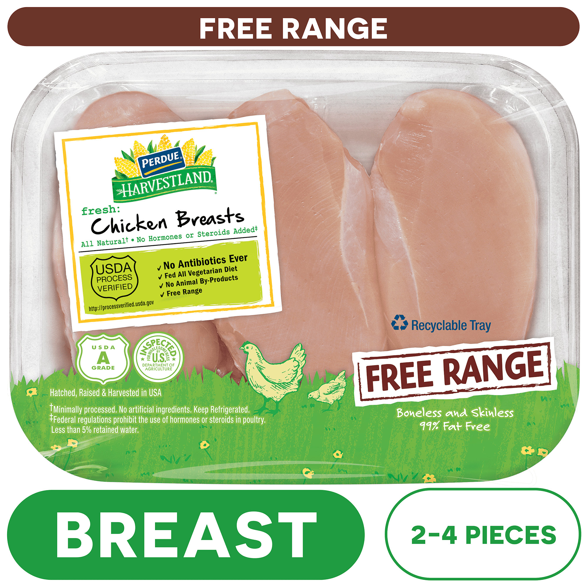Perdue Harvestland Perdue Harvestland, Free Range, Fresh Boneless Chicken Breasts, 1.3-1.9 lb. Tray
