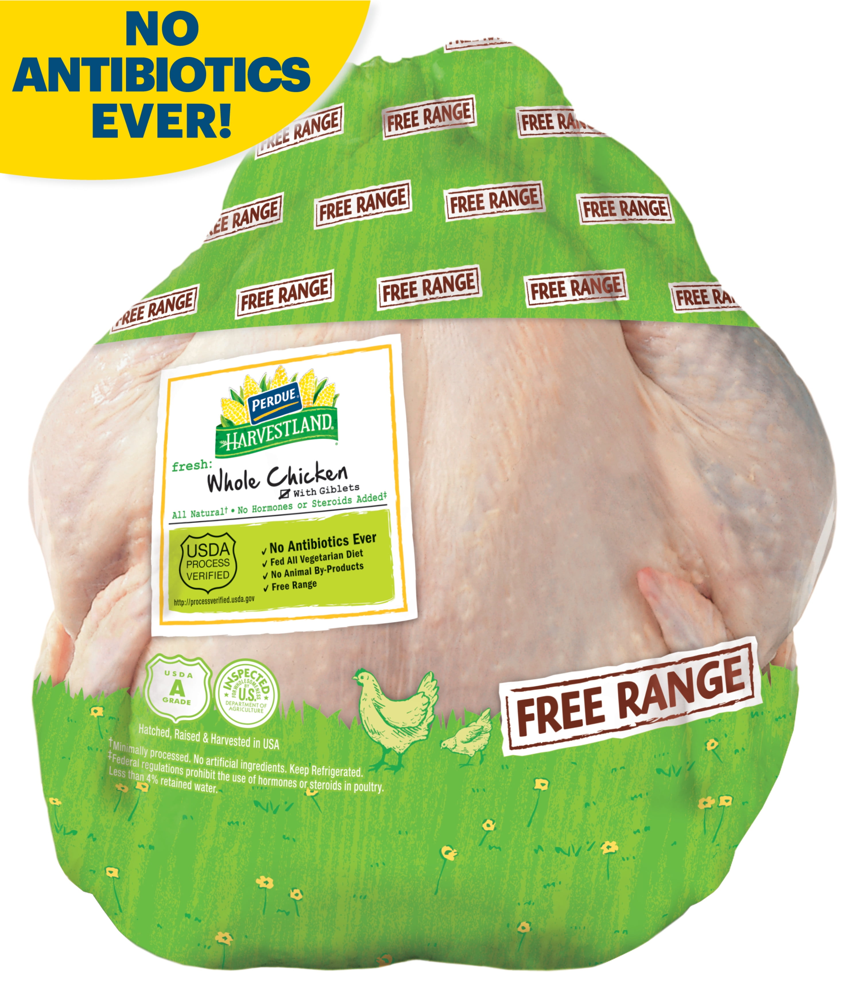 Perdue Harvestland, Free Range, Whole Chicken with Giblets, 21g Protein