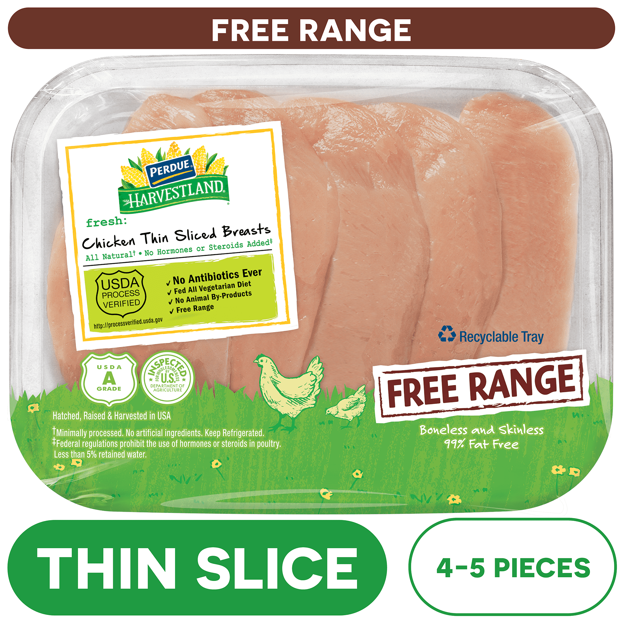 Perdue Harvestland, Fresh Thin-Sliced Boneless Chicken Breast, 1.1-2 lb. Tray