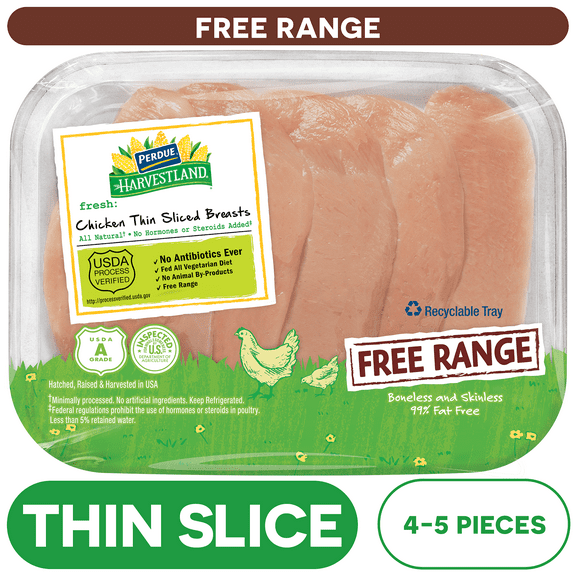 Perdue Harvestland, Fresh Thin-Sliced Boneless Chicken Breast, 1.1-2 lb. Tray