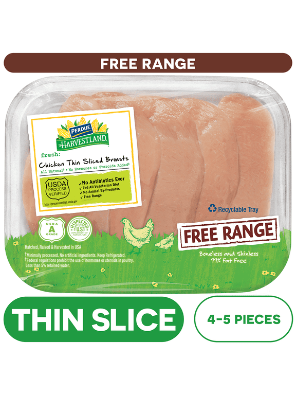 Perdue Harvestland, Fresh Thin-Sliced Boneless Chicken Breast, 1.1-2 lb. Tray
