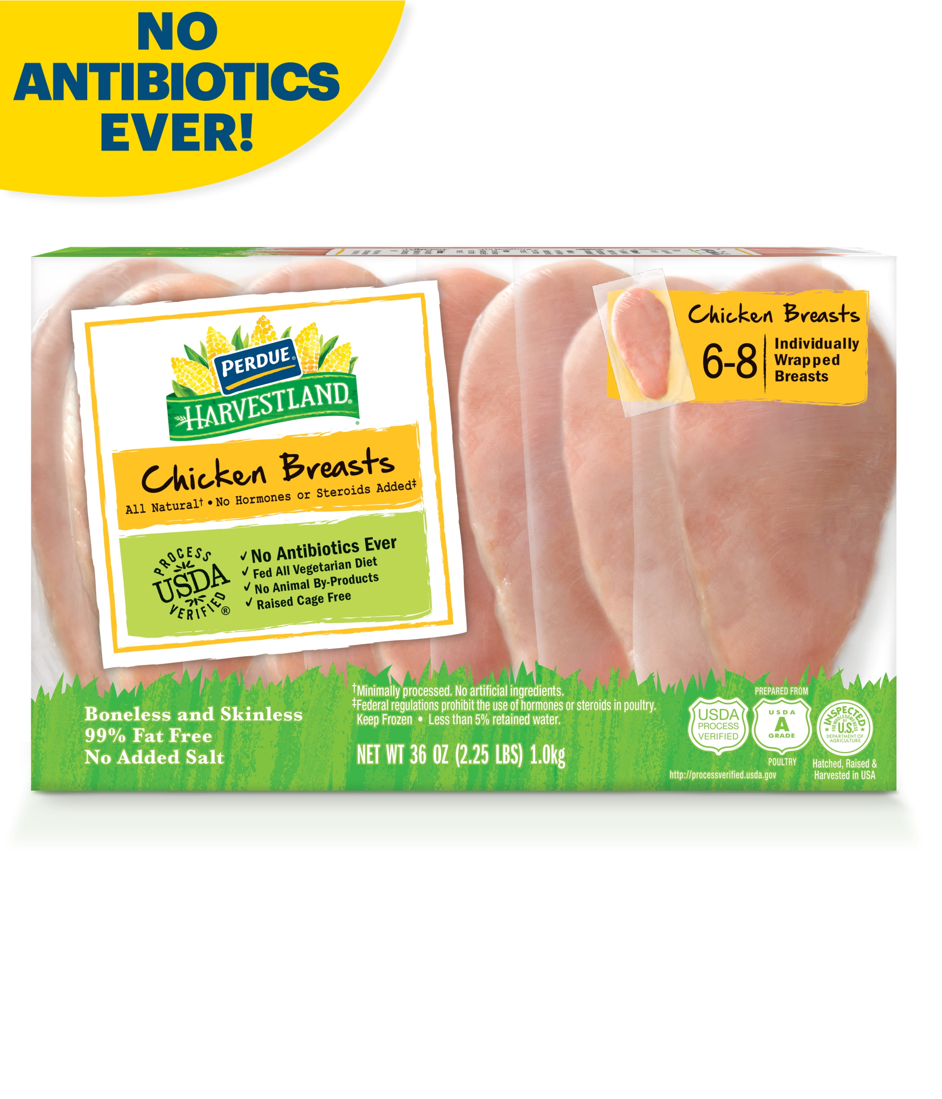 Perdue Harvestland, Individually Wrapped, Frozen Chicken Breast, 2.25 lb. Box