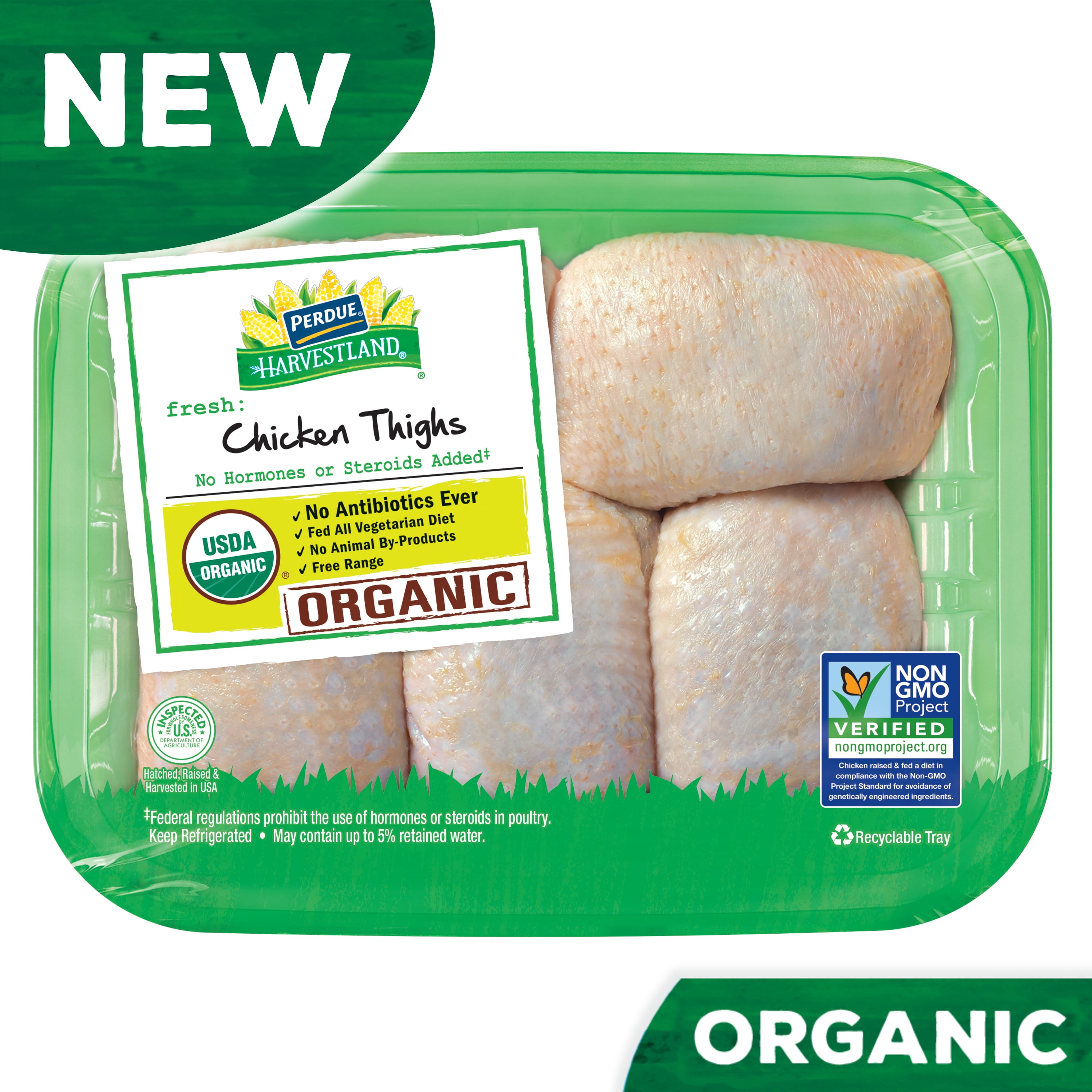Perdue Harvestland, Organic, Fresh Bone-in Chicken Thigh, 1.2 - 2.5 lb. Tray