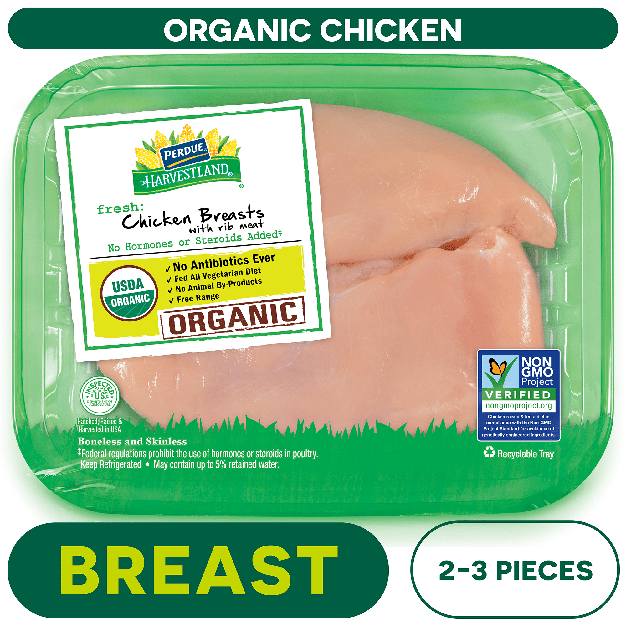 Perdue Harvestland, Organic, Fresh Boneless Chicken Breast, 1-2 lb. Tray