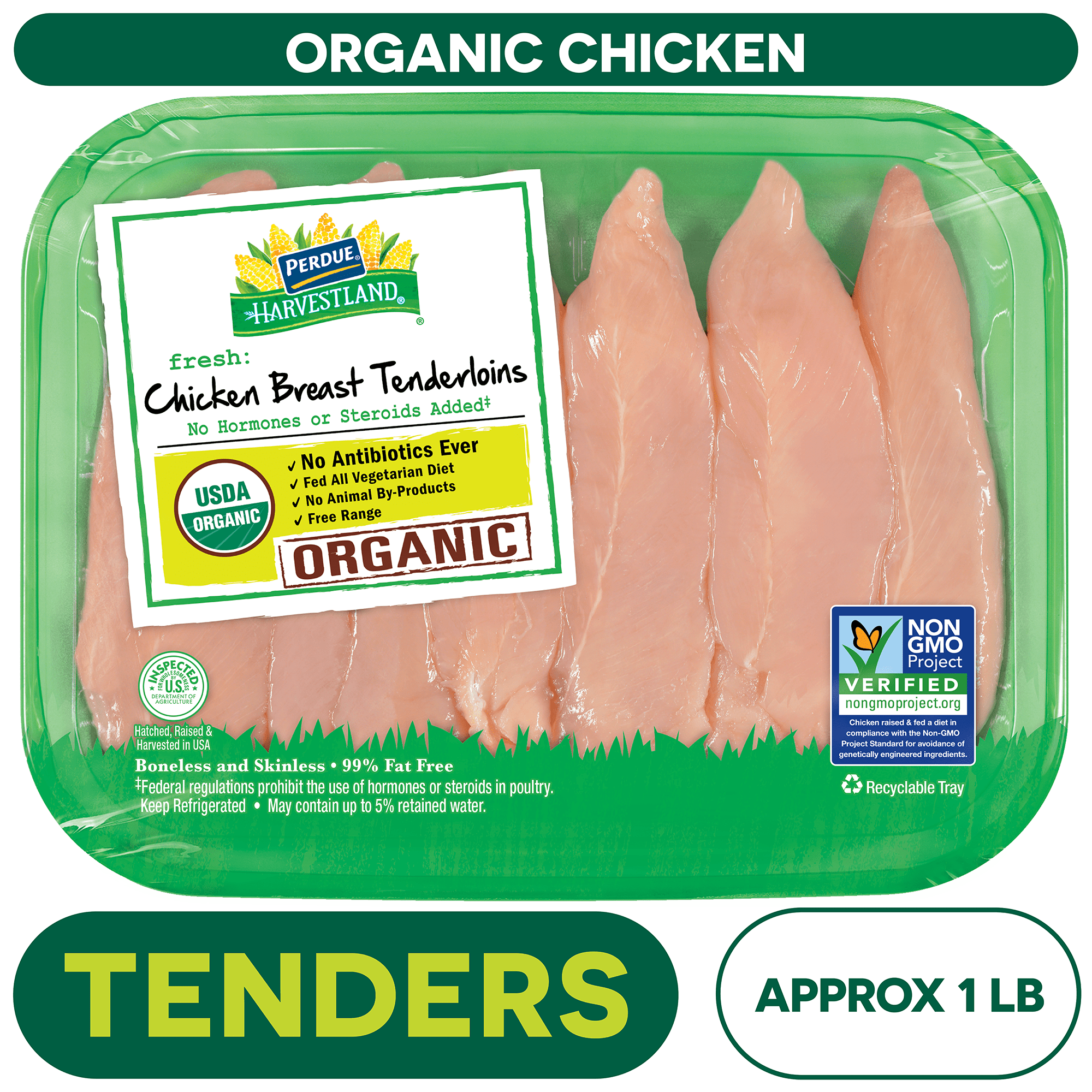 Perdue Harvestland, Organic, Fresh Chicken Breast Tenderloins, 0.8
