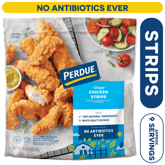 Perdue, No Antibiotics Ever, Frozen Crispy Breaded Chicken Breast Strips, 26 oz.