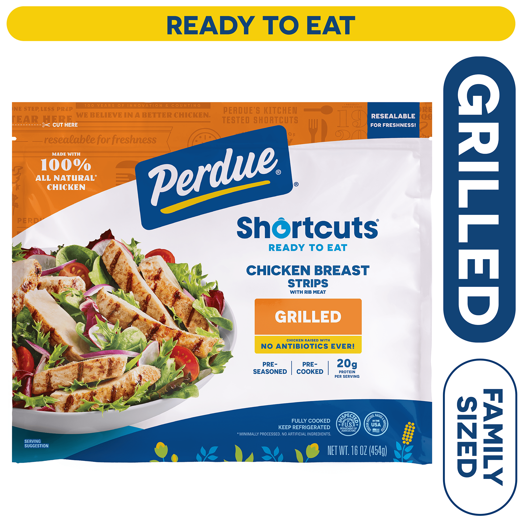 Perdue Shortcuts  Ready to Eat, No Antibiotics Ever, Refrigerated, Roasted Chicken Breast Strips, 16 oz.