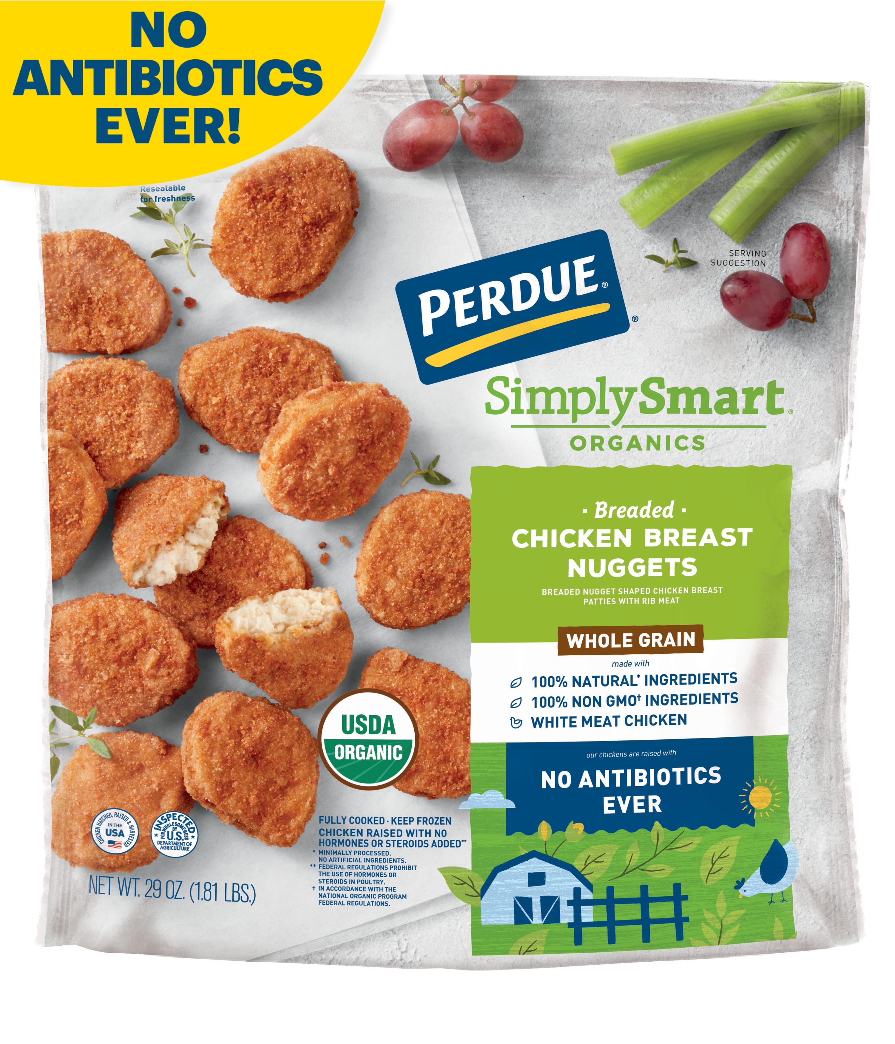 Perdue Simply Smart Organics, Whole Grain, Breaded Chicken Breast Nuggets, 29 oz.