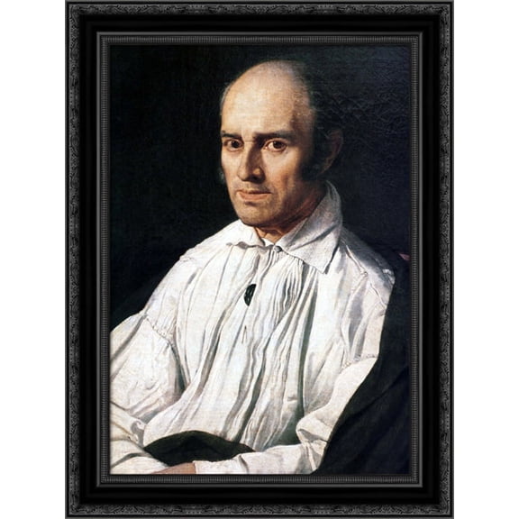 Pere Desmarets 20x24 Black Ornate Wood Framed Canvas Art by Ingres, Jean Auguste Dominique