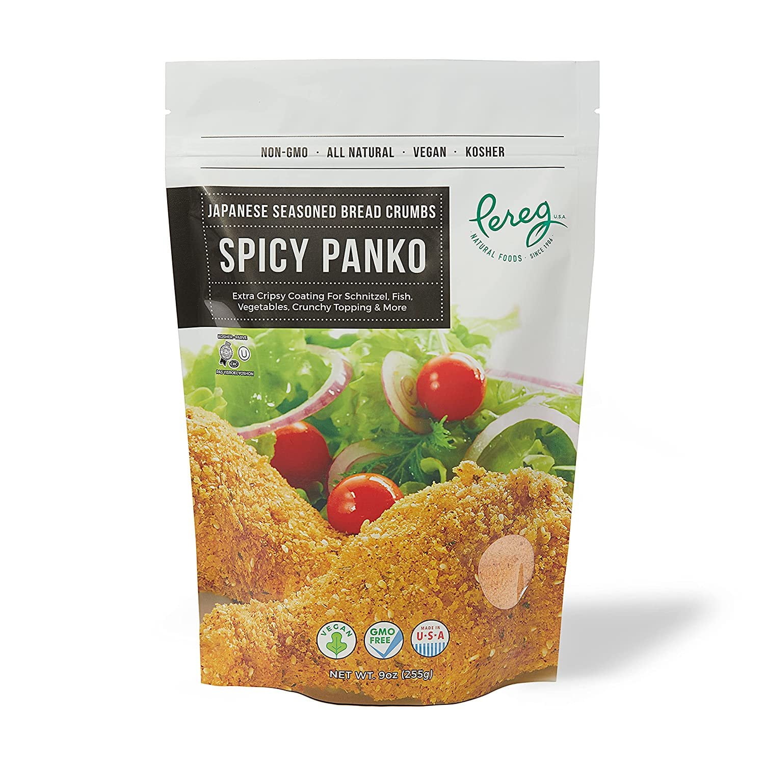 Pereg Spicy Panko Bread Crumbs - 9 Oz - Breadcrumbs with Hot Spicy Flavor Best for Coating & Stuffing - Schnitzel, Seafood, Poultry, Vegetables, MeatballsPack of 1