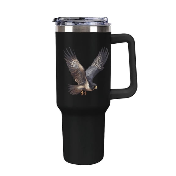 Peregrine Falcon Flying Tumbler with Handle and Straw 40 oz Stainless Steel Leakproof Travel Coffee Mug Car Cup Vacuum Water Bottle 40oz