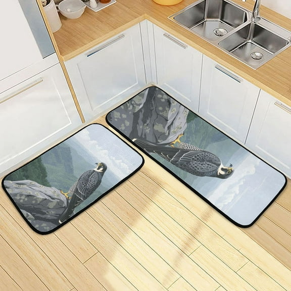 Peregrine Falcon Graphic Design Kitchen Mat Set of 2 Cushioned Non Slip Rugs for Bedroom Floor Runner Mats