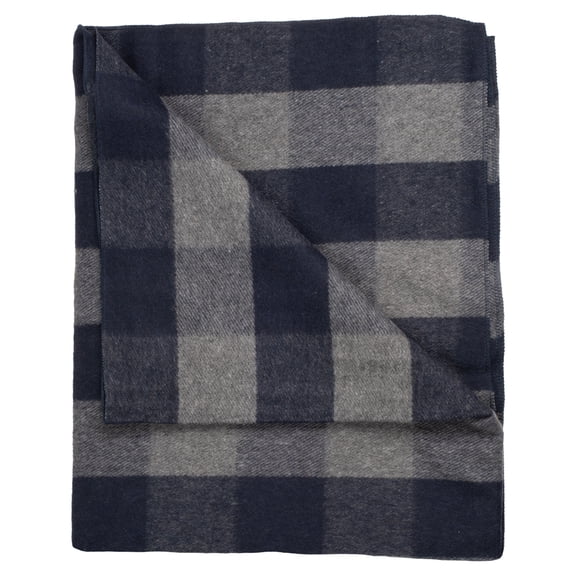 Peregrine Plaid Wool Blanket, Blue