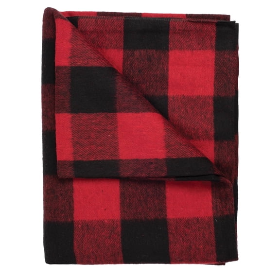 Peregrine Plaid Wool Blanket, Red