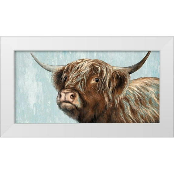 Perejogina, Dina 24x14 White Modern Wood Framed Museum Art Print Titled - Highland Heifer