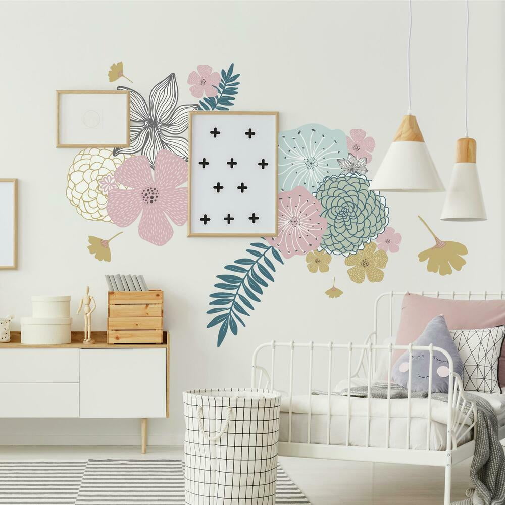 Perennial Blooms Giant Peel and Stick Floral Wall Decals