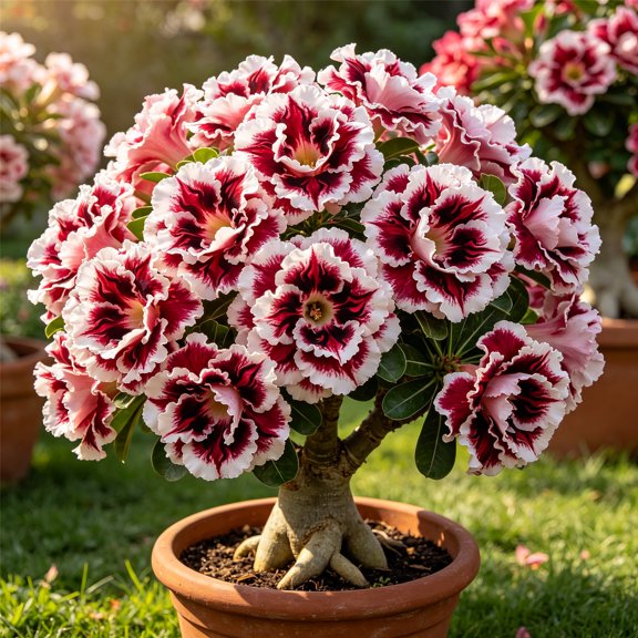 Perennial Desert Rose - Desert Rose Bulbs - Surprise Growth - Exquisite Variegated Blossoms - Garden Landscape Decoration - Plant Hangers