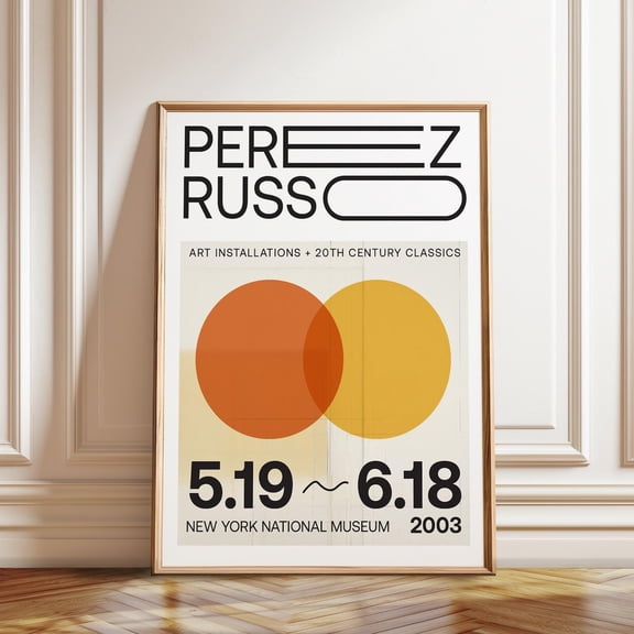 Perez Russo 2003 Exhibition Abstract Circles Modern Minimalist Home Decor, Unframed Paper Poster 8x10in