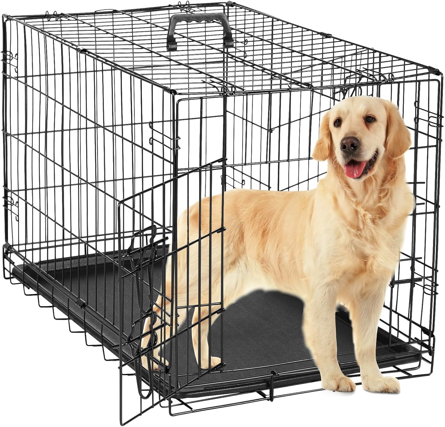 Perfactly 36 Inch Foldable Metal Wire Dog Crate Collapsible Double Photo Inspiration