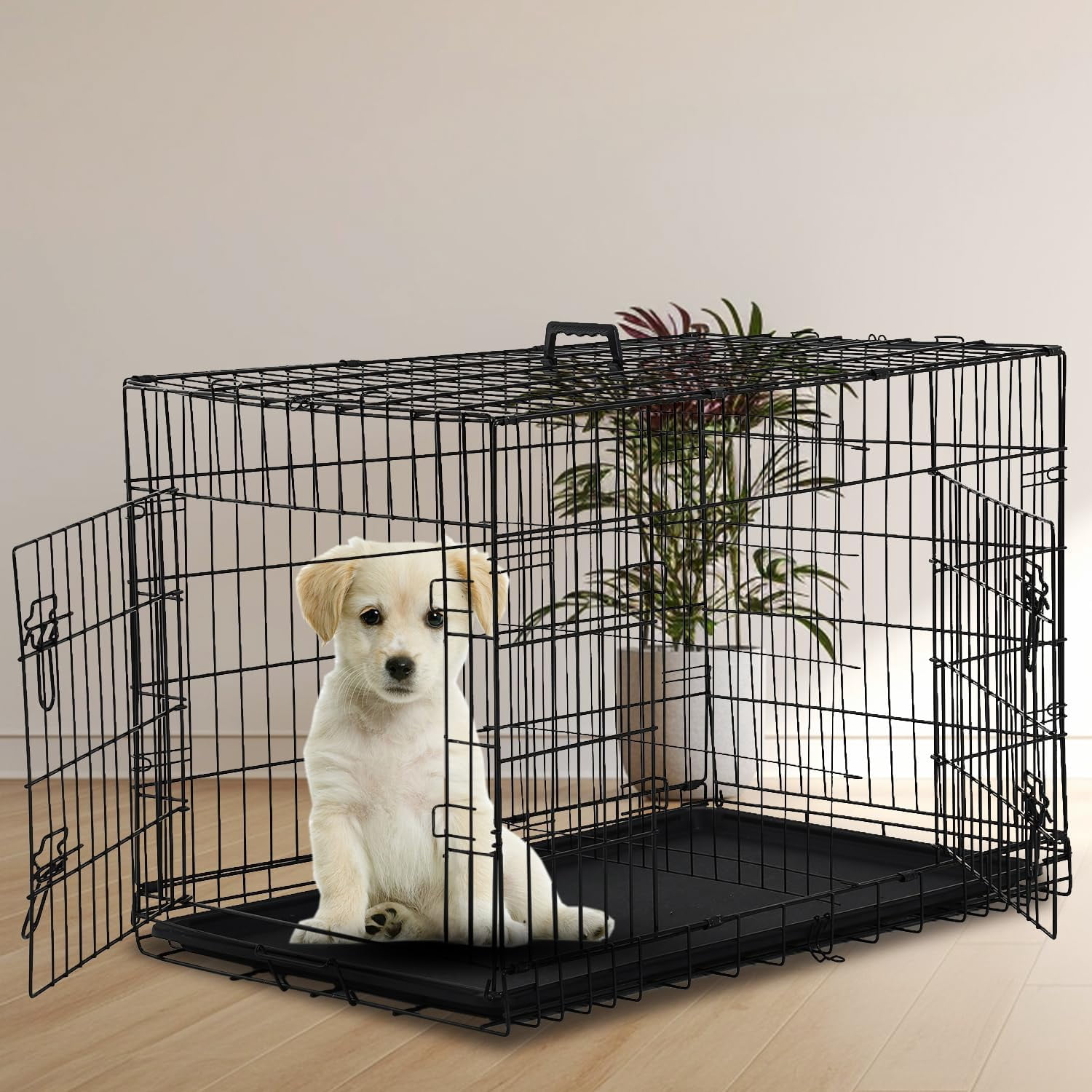 Perfactly Dog Crate Dog Cage for Large Dogs Folding Mental Wire Dog ...