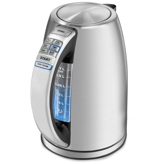 PerfecTemp 1.7L Electric Kettle with 6 Preset Temperatures & 30-Min Keep Warm - Cordless Stainless Steel