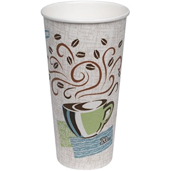 PerfecTouch 20 oz Paper Coffee Cups By GP PRO, Coffee Haze Design, 500 Count (25 Disposable Cups Per Sleeve, 20 Sleeves Per Case)