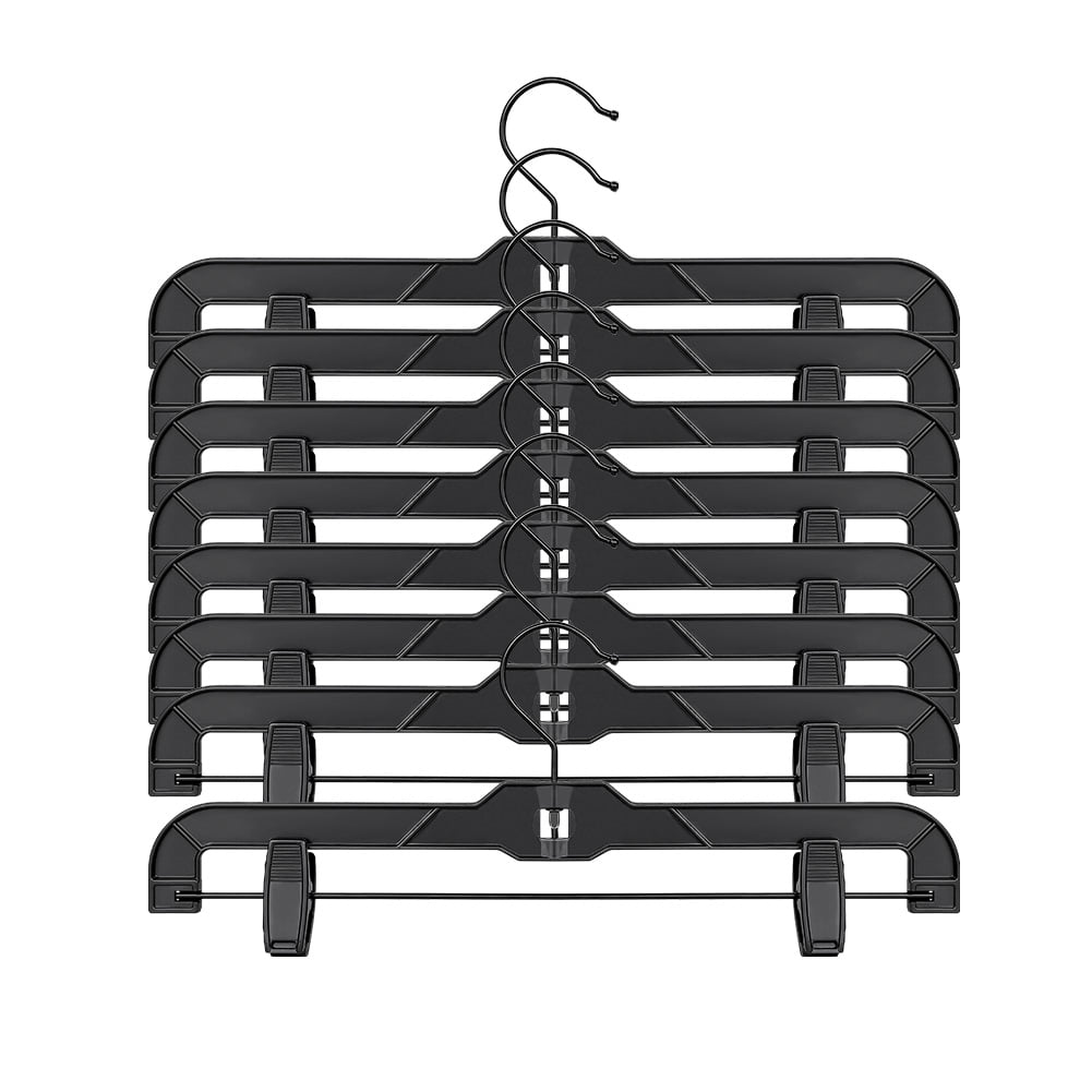 Perfecasa True Black Swivel Plastic Pants Skirts Hangers with Clips 14