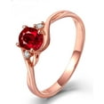thumbnail image 1 of Perfect 1.5 Carat 8x6mm Oval Shape Red Ruby And Moissanite Diamond Trilogy Engagement Ring in 10k Rose Gold, 1 of 2