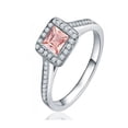 thumbnail image 1 of Perfect 1 Carat Halo Princess cut Morganite and Diamond Engagement Ring in 14k White Gold morganite and diamond engagement ring, 1 of 2